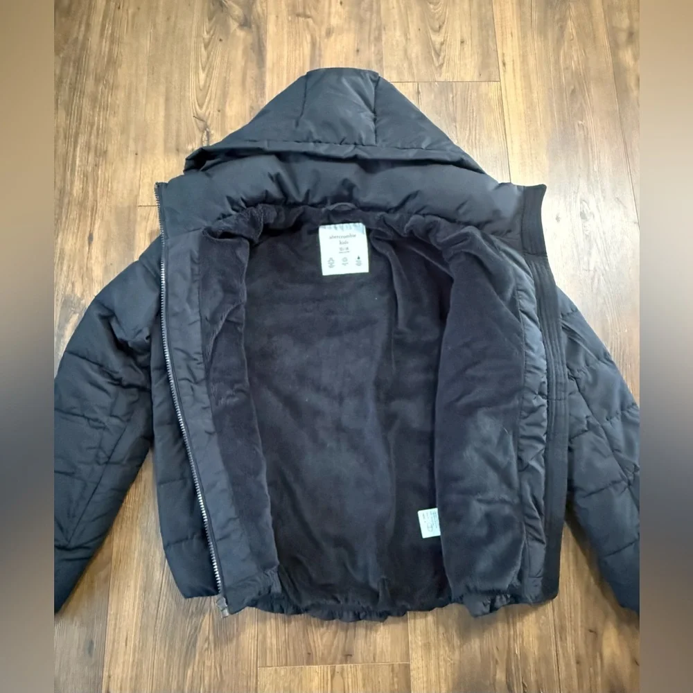 Abercrombie Kids Girls Black Quilted Puffer Coat Soft Lining Size 13/14